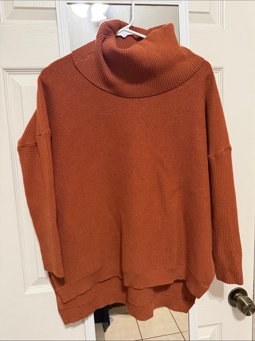 Oversized Cowl Neck Sweater in Rust Orange